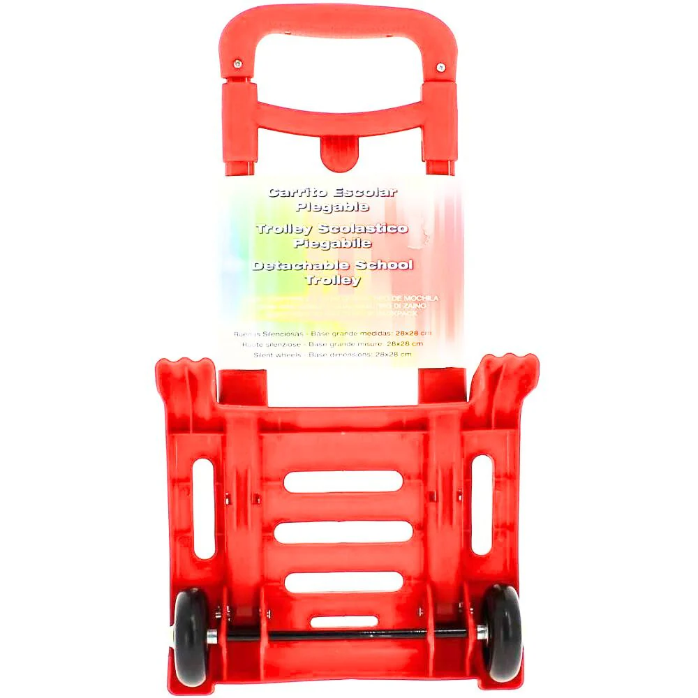 Carro porta mochilas rojo escolar plegable - Imagen 2