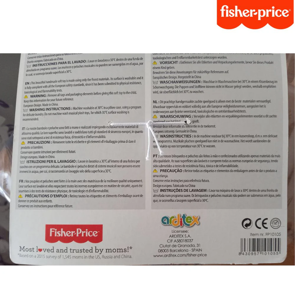 Doudou oso de peluche para cesta recien nacido Fisher Price - Imagen 3